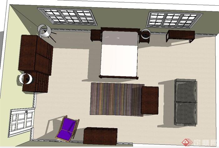 某住宅空间卧室装修设计SU模型(2)