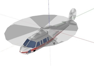 某现代白色直升机SU(草图大师)模型
