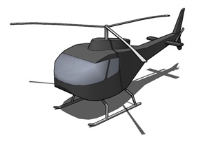 某灰色小型直升机SU(草图大师)模型