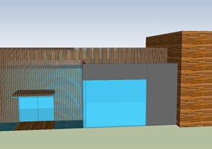 某单层木质商务中心建筑设计SU(草图大师)模型