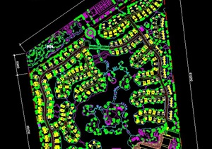某梯形地块住宅小区绿化规划设计CAD图