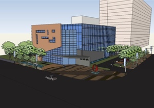 现代风格商务办公楼建筑设计SU(草图大师)模型