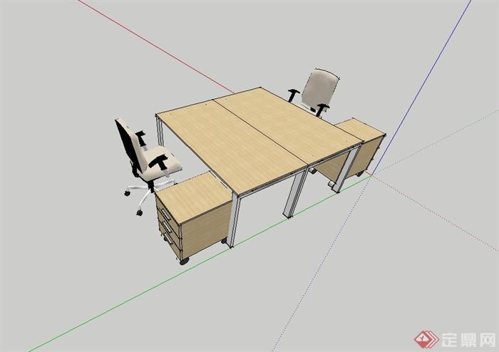 现代室内办公桌椅设计su模型(1)