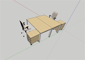 现代室内办公桌椅设计SU(草图大师)模型