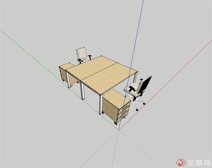 现代室内办公桌椅设计su模型(2)