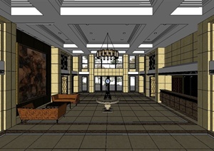 某欧式酒店大厅设计SU(草图大师)模型