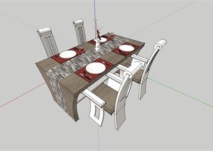 现代风格室内餐桌椅设计SU(草图大师)模型