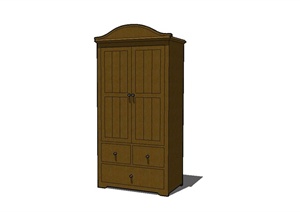 欧式复古棕色木柜设计SU(草图大师)模型
