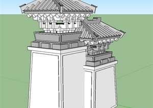 古典中式组合套塔设计SU(草图大师)模型