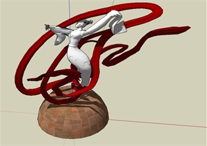 人物雕塑嫦娥奔月设计SU(草图大师)模型