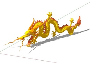 某古典中式黄色龙形雕塑小品SU(草图大师)模型