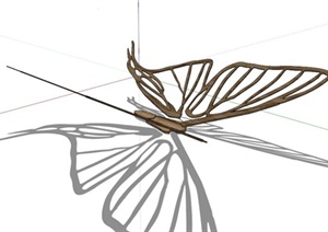 某现代木制蝴蝶雕塑小品SU(草图大师)模型