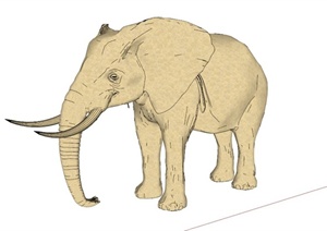 某东南亚石材大象雕塑SU(草图大师)模型