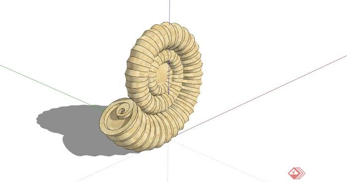 某石材海螺雕塑小品SU模型(1)