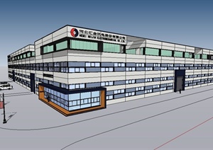 现代某多层方形办公楼建筑设计SU(草图大师)模型