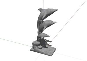 某现代跳跃海豚组合SU(草图大师)模型