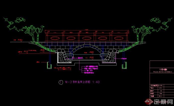 某现代风格园桥设计cad施工图(1)