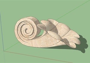 某石材抽象喇叭花雕塑SU(草图大师)模型
