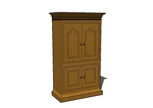 某现代室内棕色木柜设计SU(草图大师)模型