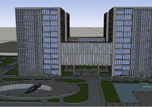 现代高层组合办公楼建筑设计SU(草图大师)模型