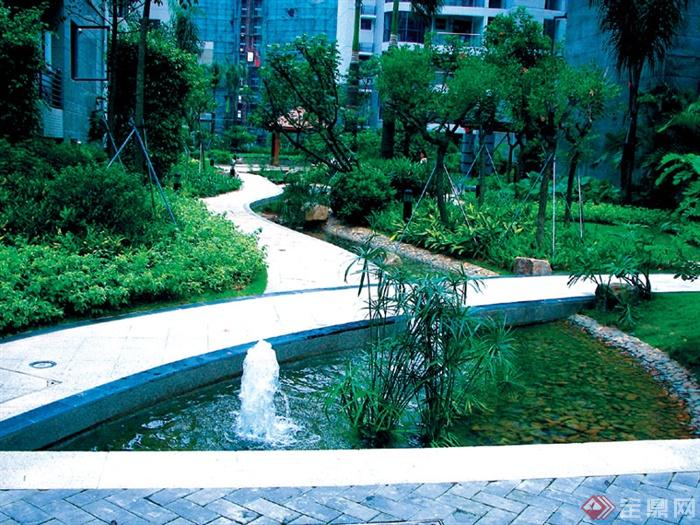 涌泉水池,景观水池,小区景观水竹