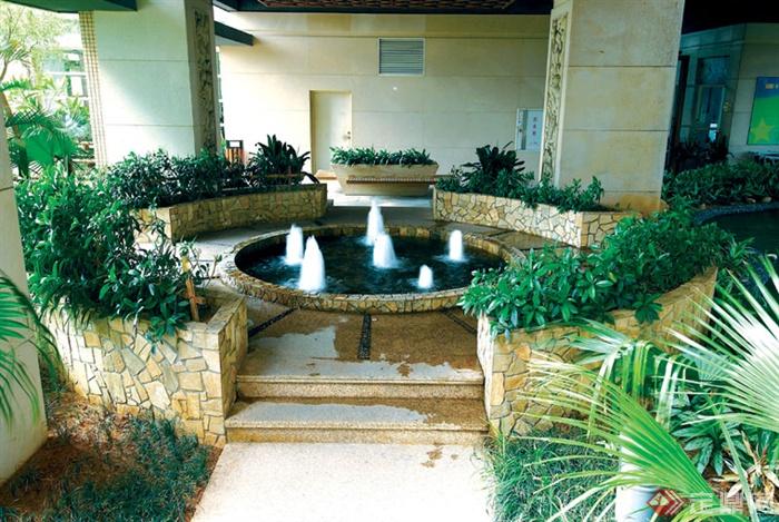 喷泉水池,种植池
