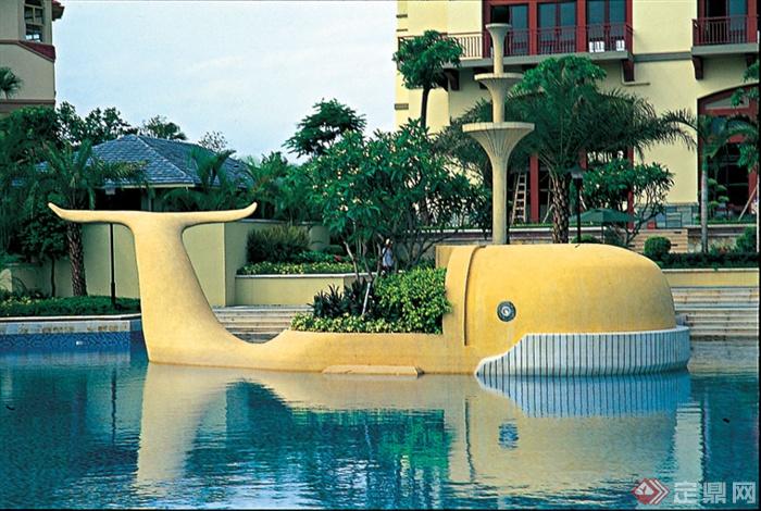 海豚形种植池,露天泳池