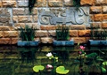 小区水池,浮雕景墙
