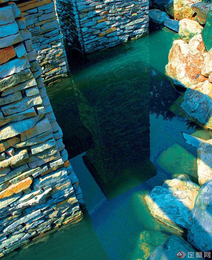 景观水池,石头