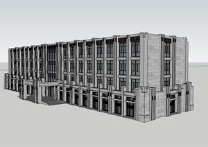现代风格四层办公楼设计SU(草图大师)模型