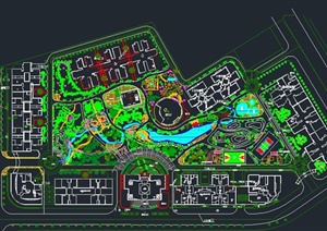现代某高层住宅小区绿化规划设计CAD图
