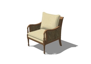 欧式木质休闲椅子设计SU(草图大师)模型