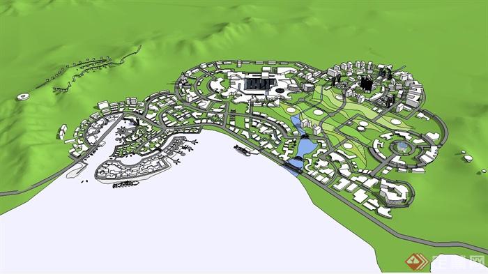 某北方城市的海湾规划设计su模型(1)
