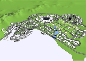 某北方城市的海湾规划设计SU(草图大师)模型