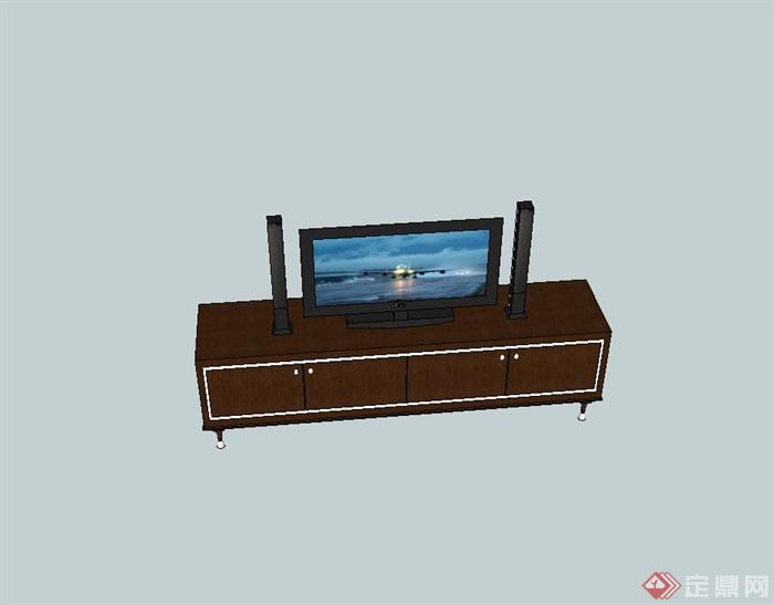美式风格电视柜、电视设计su模型(2)