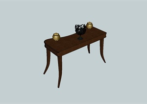 美式木桌子设计SU(草图大师)模型