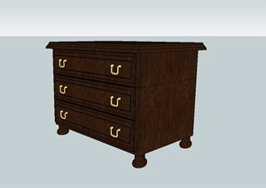 美式风格抽屉柜床头柜设计SU(草图大师)模型