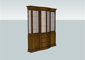 室内木质储物柜子设计SU(草图大师)模型