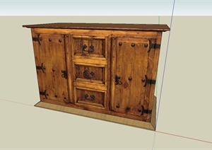 现代精致室内木质储物柜设计SU(草图大师)模型