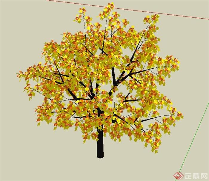 植物树池黄色乔木设计SU模型(2)