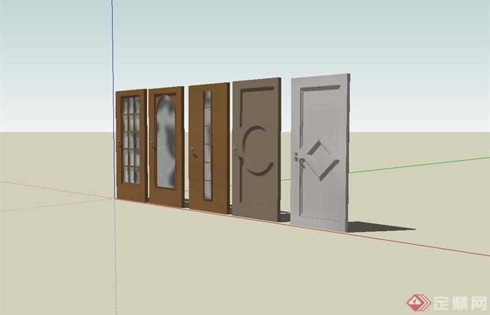 五款室内门设计su模型(2)