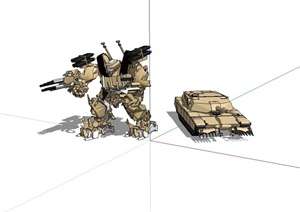 坦克、机甲战士小品设计SU(草图大师)模型