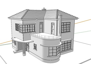 两层乡村别墅建筑设计SU(草图大师)模型