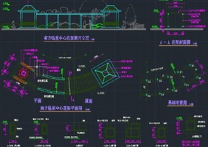 园林景观节点廊亭组合设计CAD详图