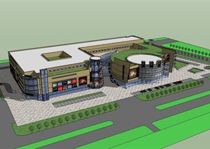 某市商业中心建筑设计SU(草图大师)模型