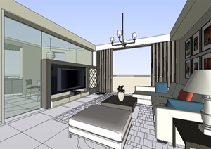 某现代风格住宅空间设计SU(草图大师)模型
