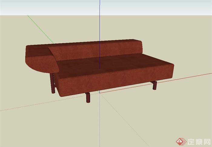 现代土红色沙发设计su模型(1)