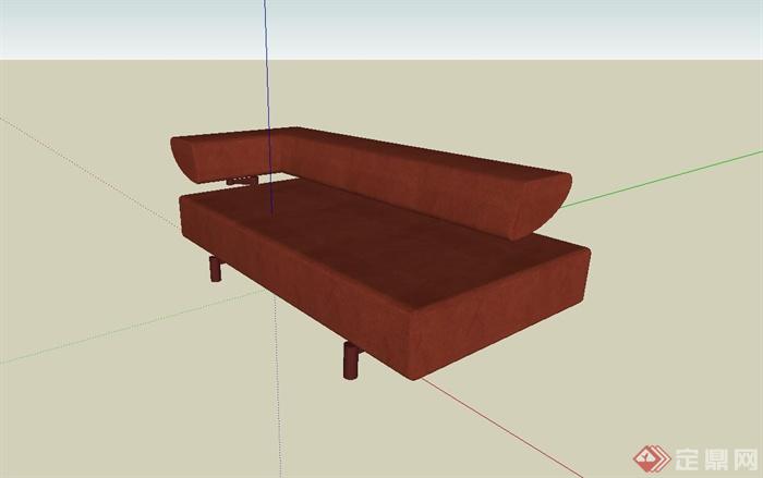 现代土红色沙发设计su模型(2)