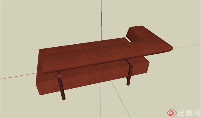 现代土红色沙发设计su模型(3)
