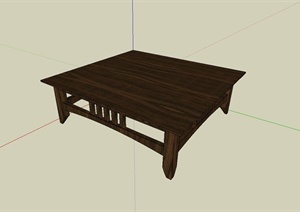 现代棕色木质四角方桌设计SU(草图大师)模型